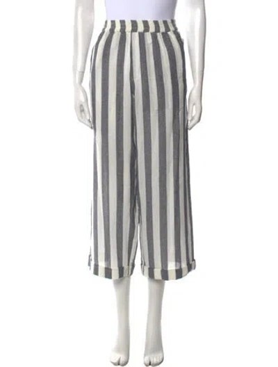 Pre-owned Suzie Kondi Striped Wide Leg Pants In Blue