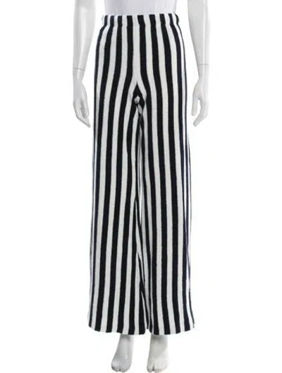Pre-owned Suzie Kondi Striped Wide Leg Pants In Blue