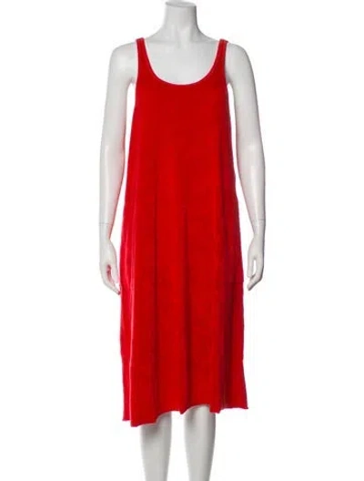Pre-owned Suzie Kondi Terry Cloth Knee-length Dress In Red