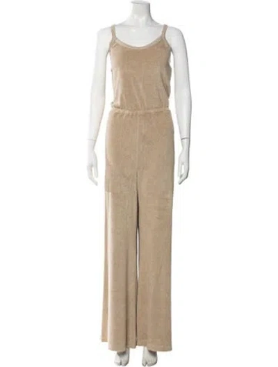 Pre-owned Suzie Kondi Terry Cloth V-neck Jumpsuit W/ Tags In Neutral