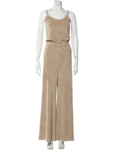 Pre-owned Suzie Kondi Terry Cloth V-neck Jumpsuit W/ Tags In Neutral