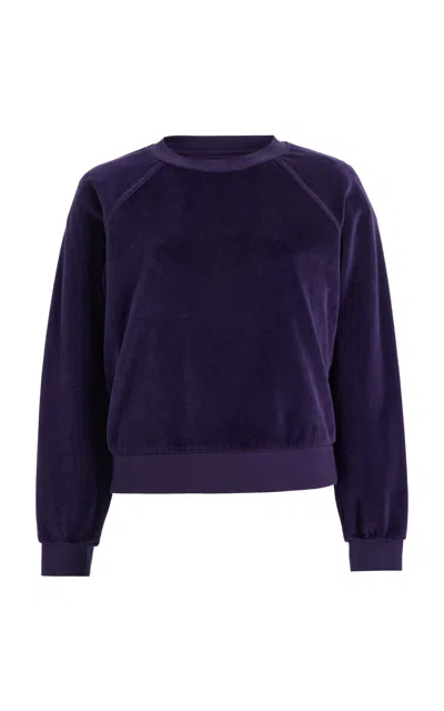 Suzie Kondi Tilos Raglan Velour Top In Blue