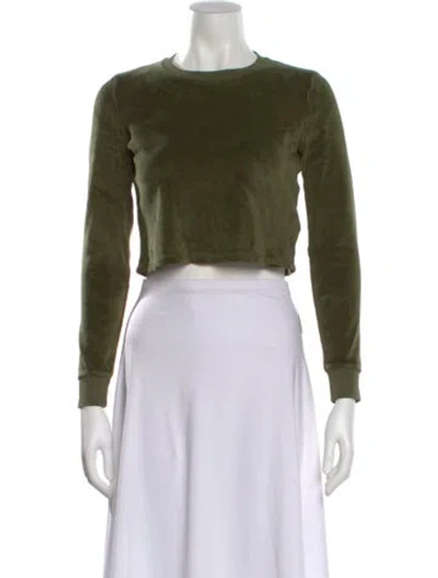 Pre-owned Suzie Kondi Velour Crew Neck Crop Top In Green