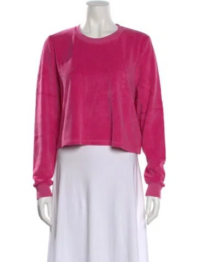 Pre-owned Suzie Kondi Velour Crew Neck Crop Top In Pink