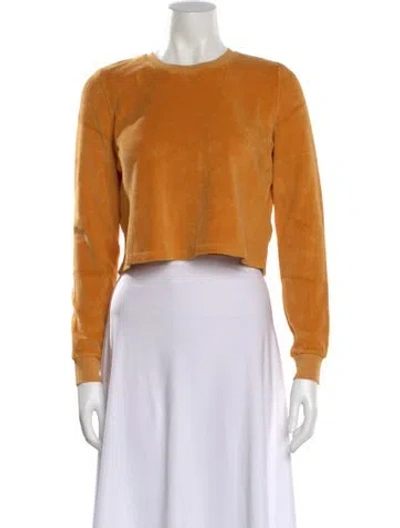 Pre-owned Suzie Kondi Velour Crew Neck Crop Top In Yellow