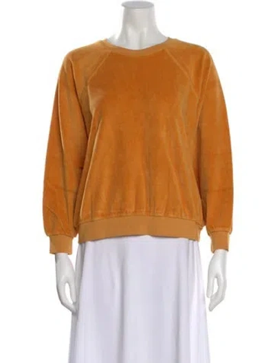 Pre-owned Suzie Kondi Velour Crew Neck Sweatshirt In Yellow