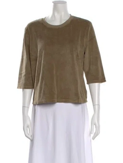 Pre-owned Suzie Kondi Velour Crew Neck Top In Green