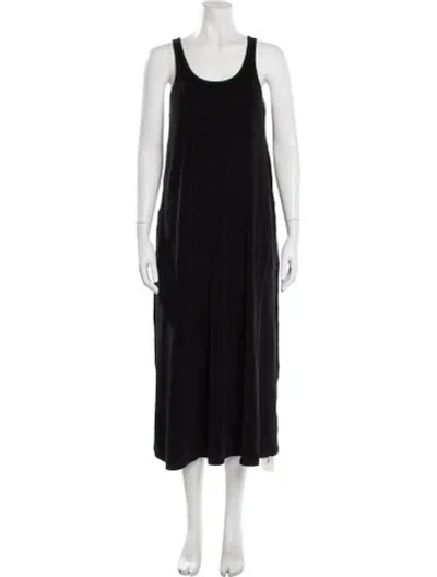 Pre-owned Suzie Kondi Velour Midi Length Dress In Black