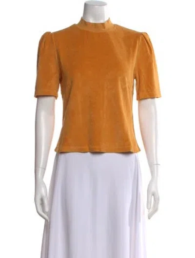 Pre-owned Suzie Kondi Velour Mock Neck Top In Yellow