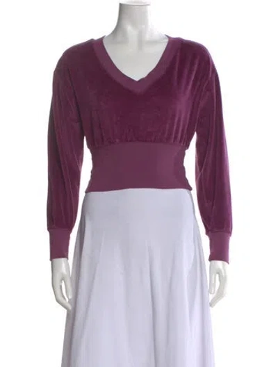 Pre-owned Suzie Kondi Velour V-neck Top In Purple