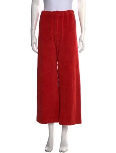 Pre-owned Suzie Kondi Velour Wide Leg Pants In Red
