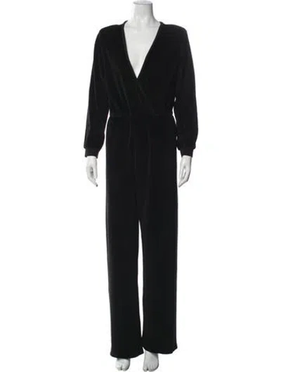 Pre-owned Suzie Kondi V-neck Jumpsuit In Black/blue