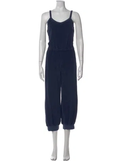 Pre-owned Suzie Kondi V-neck Jumpsuit In Blue