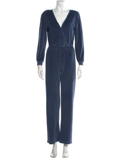 Pre-owned Suzie Kondi V-neck Jumpsuit In Blue