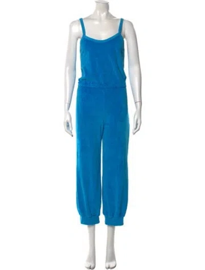 Pre-owned Suzie Kondi V-neck Jumpsuit In Blue