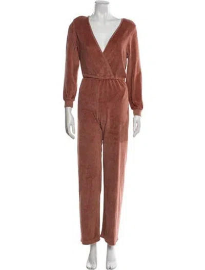 Pre-owned Suzie Kondi V-neck Jumpsuit In Brown