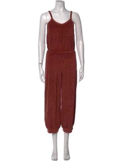 Pre-owned Suzie Kondi V-neck Jumpsuit In Brown