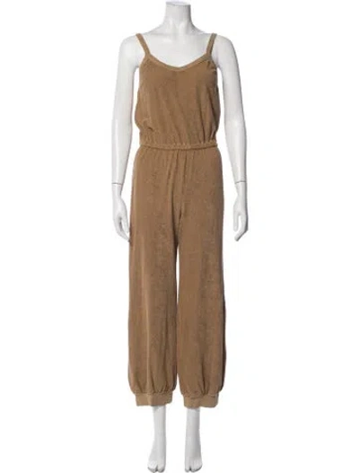 Pre-owned Suzie Kondi V-neck Jumpsuit In Brown