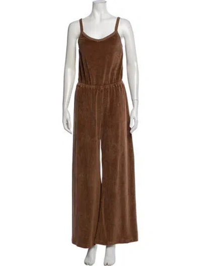 Pre-owned Suzie Kondi V-neck Jumpsuit In Brown