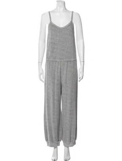 Pre-owned Suzie Kondi V-neck Jumpsuit In Gray