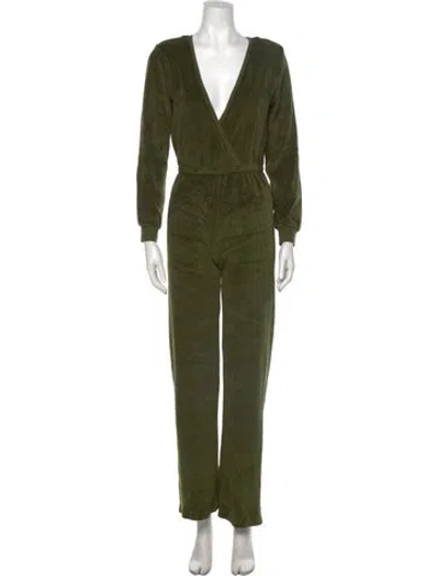 Pre-owned Suzie Kondi V-neck Jumpsuit In Green