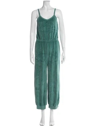 Pre-owned Suzie Kondi V-neck Jumpsuit In Green