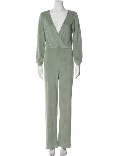 Pre-owned Suzie Kondi V-neck Jumpsuit In Green