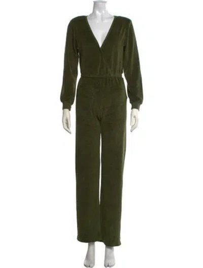 Pre-owned Suzie Kondi V-neck Jumpsuit In Green