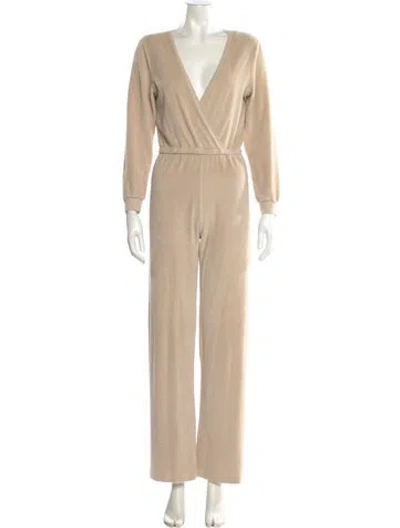 Pre-owned Suzie Kondi V-neck Jumpsuit In Neutral