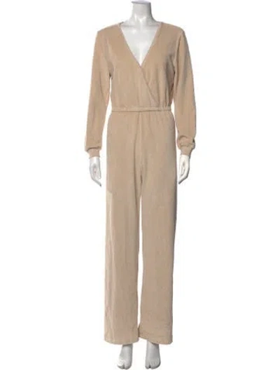 Pre-owned Suzie Kondi V-neck Jumpsuit In Neutrals