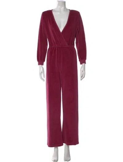 Pre-owned Suzie Kondi V-neck Jumpsuit In Pink