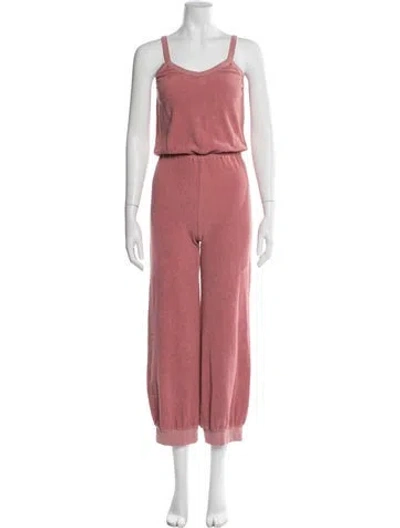 Pre-owned Suzie Kondi V-neck Jumpsuit In Pink