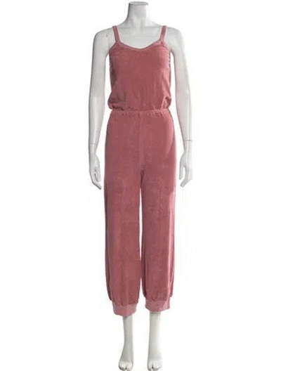 Pre-owned Suzie Kondi V-neck Jumpsuit In Pink