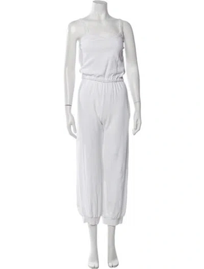 Pre-owned Suzie Kondi V-neck Jumpsuit In White