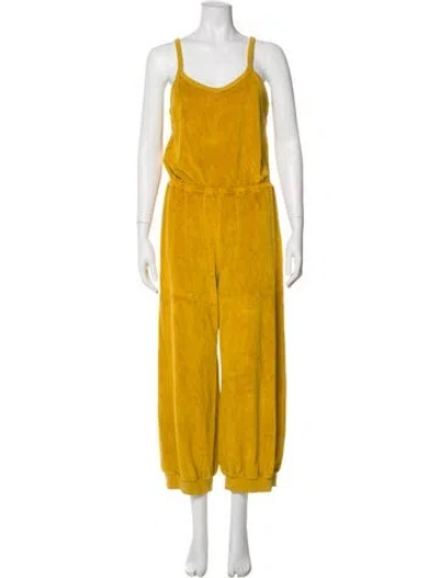Pre-owned Suzie Kondi V-neck Jumpsuit In Yellow