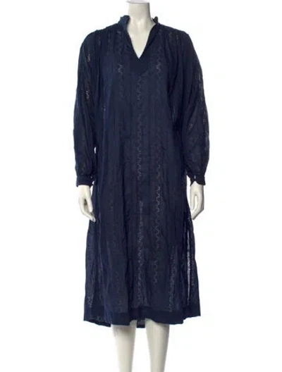 Pre-owned Suzie Kondi V-neck Long Dress In Blue