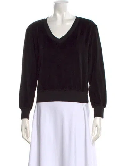Pre-owned Suzie Kondi V-neck Long Sleeve Sweatshirt In Black