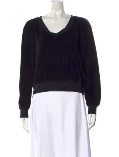 Pre-owned Suzie Kondi V-neck Long Sleeve Sweatshirt In Black