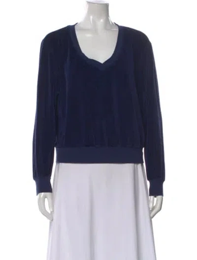 Pre-owned Suzie Kondi V-neck Long Sleeve Sweatshirt In Blue
