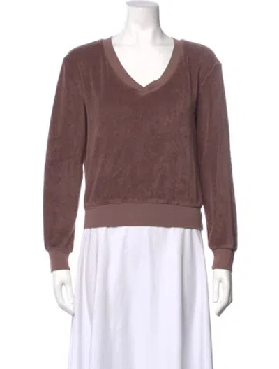 Pre-owned Suzie Kondi V-neck Long Sleeve Sweatshirt In Brown
