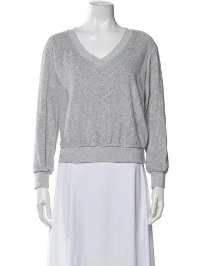 Pre-owned Suzie Kondi V-neck Long Sleeve Sweatshirt In Gray