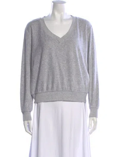 Pre-owned Suzie Kondi V-neck Long Sleeve Sweatshirt In Gray