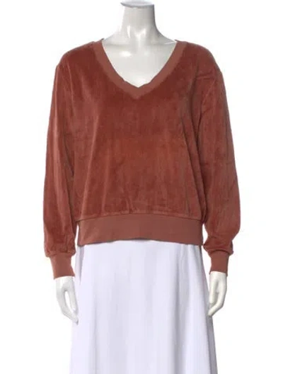 Pre-owned Suzie Kondi V-neck Long Sleeve Sweatshirt In Neutrals