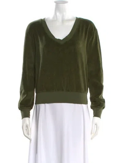Pre-owned Suzie Kondi V-neck Long Sleeve Sweatshirt W/ Tags In Green
