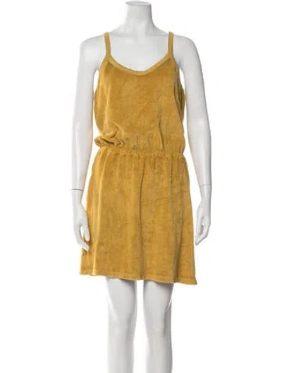 Pre-owned Suzie Kondi V-neck Mini Dress In Yellow