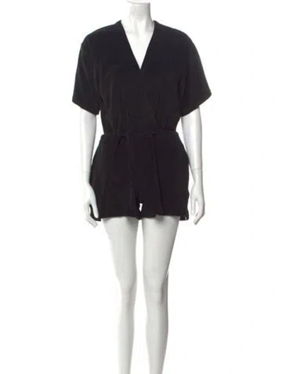 Pre-owned Suzie Kondi V-neck Romper In Black