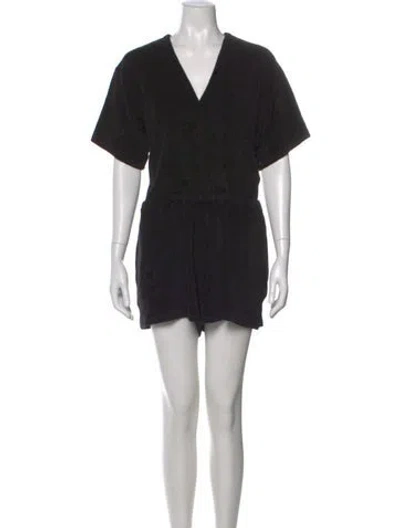 Pre-owned Suzie Kondi V-neck Romper In Black