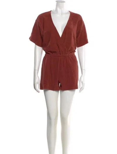 Pre-owned Suzie Kondi V-neck Romper In Brown