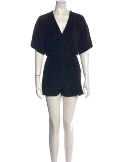 Pre-owned Suzie Kondi V-neck Romper W/ Tags In Black