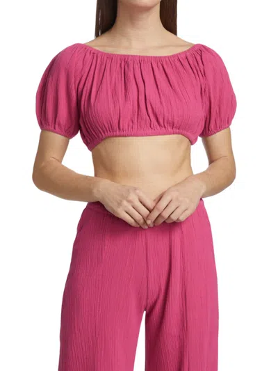 Suzie Kondi Women's Sousanna Puff-sleeve Crop Top In Pink